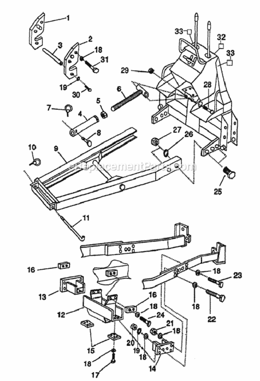 Sub-Frame Assembly Diagram and Parts List for BH6575 Type A Honda Lawn Tractor