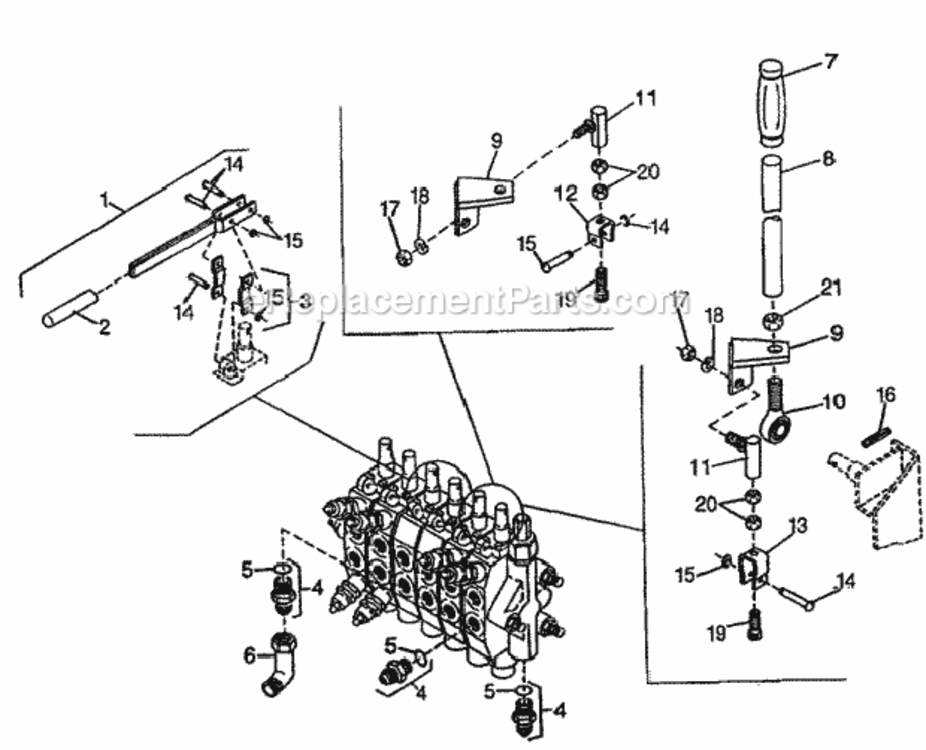 Valve Control Diagram and Parts List for BH6575 Type A Honda Lawn Tractor