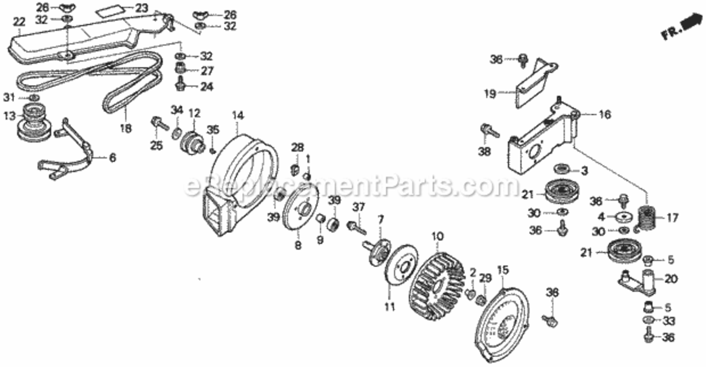 Side Blower Diagram and Parts List for BK4546 Type BAVIN# BK2-1000001 Honda Leaf Blower / Vacuum