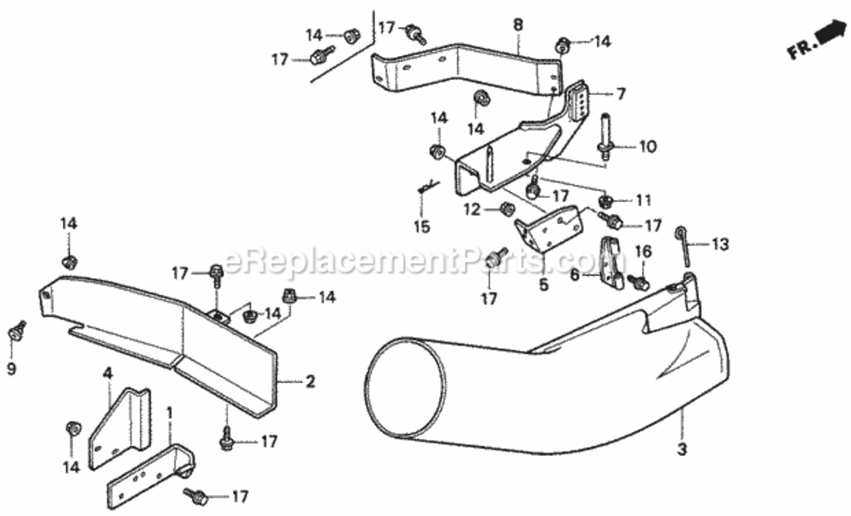 Side Blower Bracket Diagram and Parts List for BK4546 Type BAVIN# BK2-1000001 Honda Leaf Blower / Vacuum