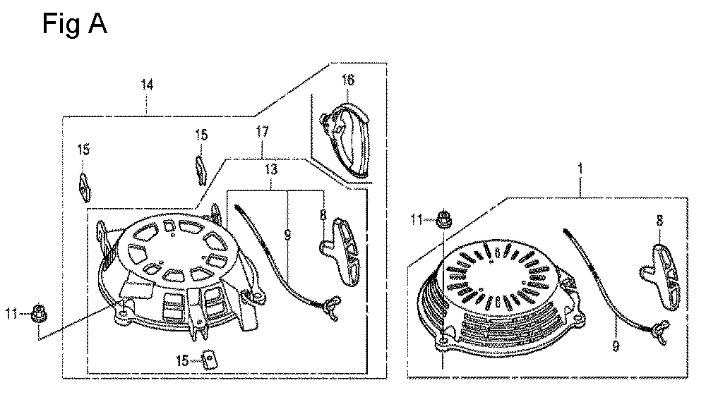 Fig-1 Diagram and Parts List for GCV160LA0 Type S1A Honda Engine