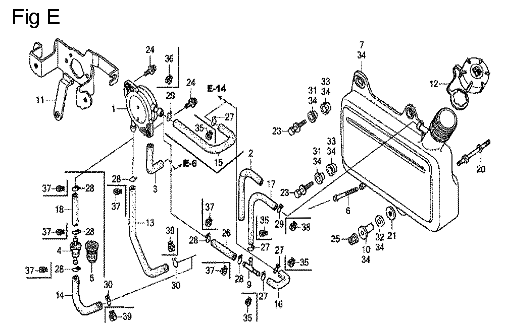 Fig-5 Diagram and Parts List for GC190LA Type QHC Honda Engine