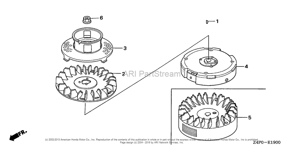 Flywheel (1) Diagram and Parts List for GXV160UH2 (typeN1)(GJABH-1000001) Honda Engine