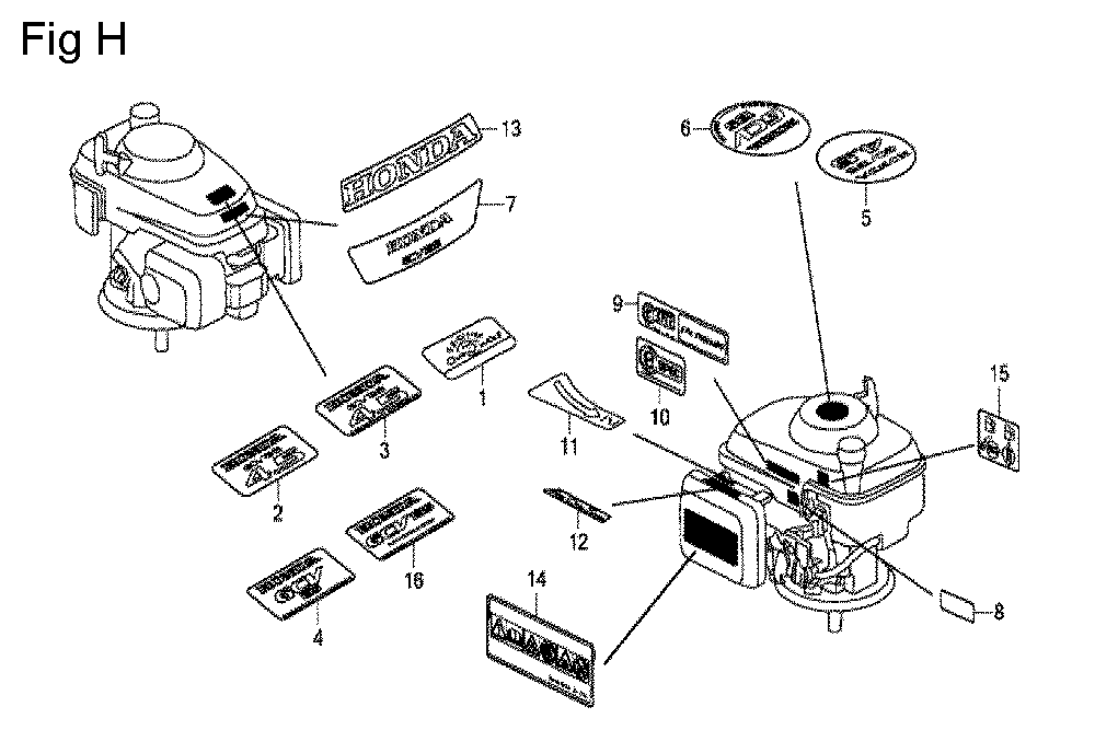 Fig-8 Diagram and Parts List for GCV135 Type A2A Honda Engine