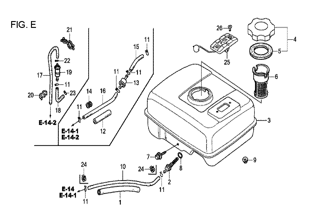 Fig-5 Diagram and Parts List for GX120T1 Type SD16 Honda Engine