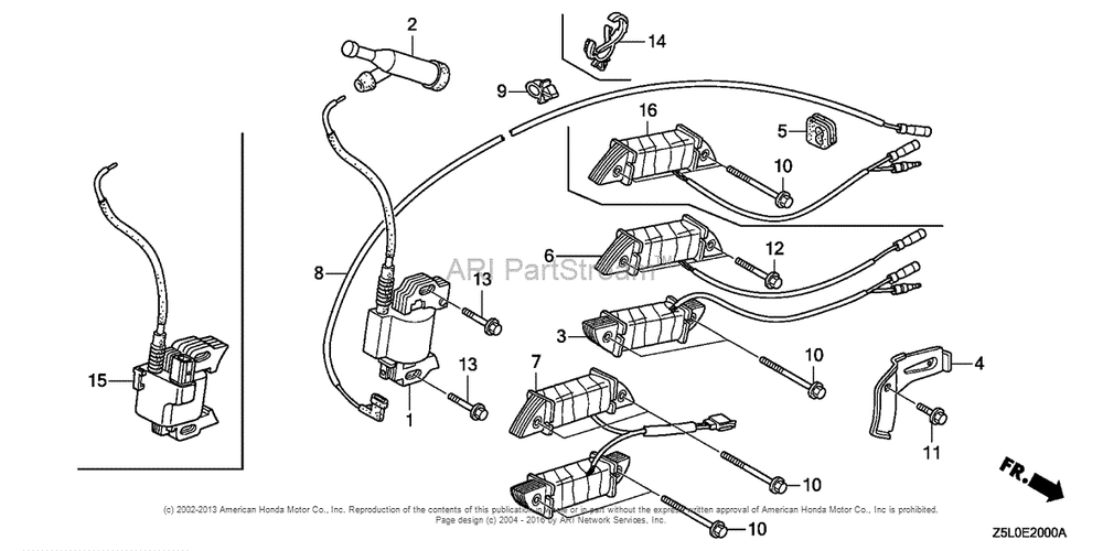Ignition Coil (1) Diagram and Parts List for GX340U2 (typeSMX2)(GCBKK-1000001) Honda Engine