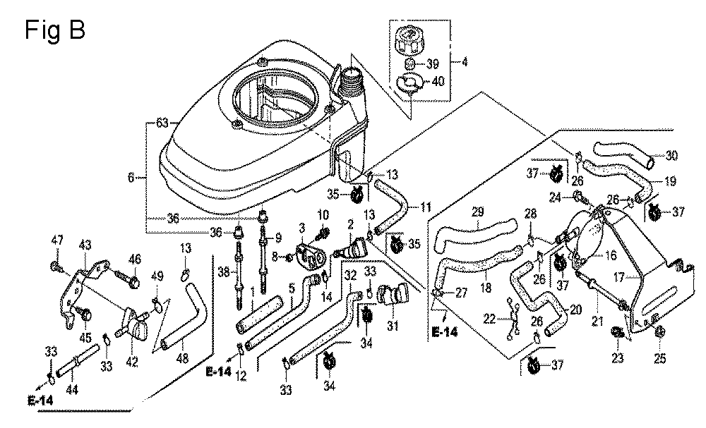 Fig-2 Diagram and Parts List for GCV160A Type E1A2 Honda Engine