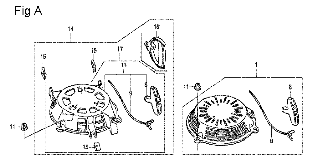 Fig-1 Diagram and Parts List for GCV160LA0 Type A2R Honda Engine