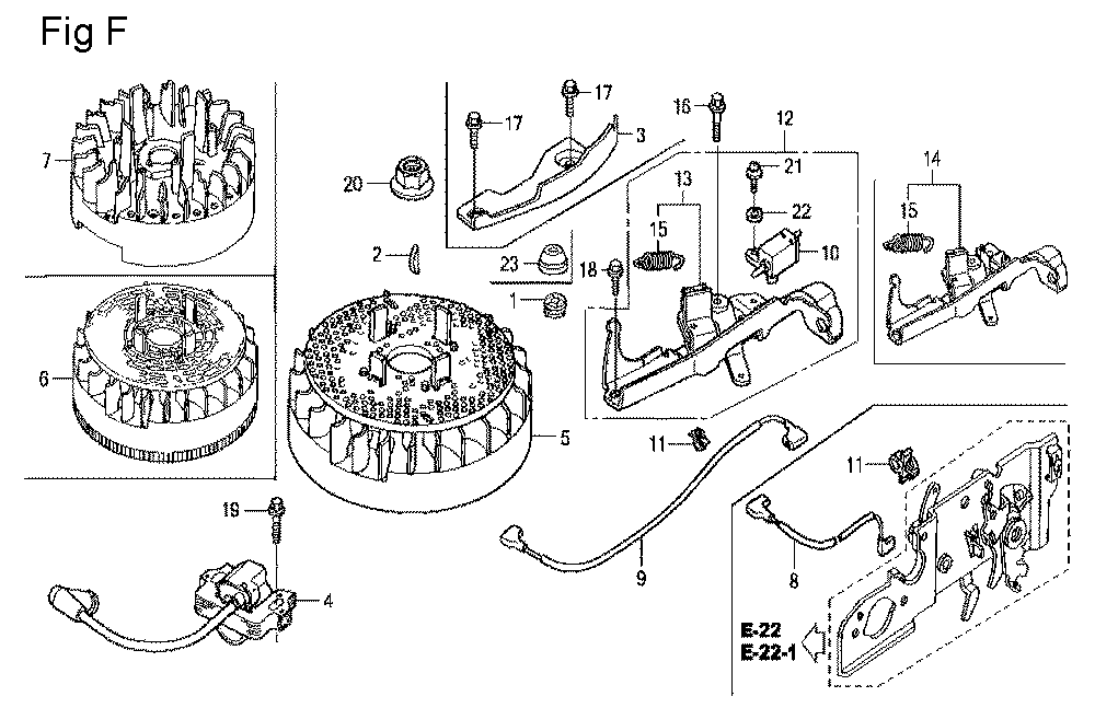 Fig-6 Diagram and Parts List for GCV160LA Type N5MF Honda Engine