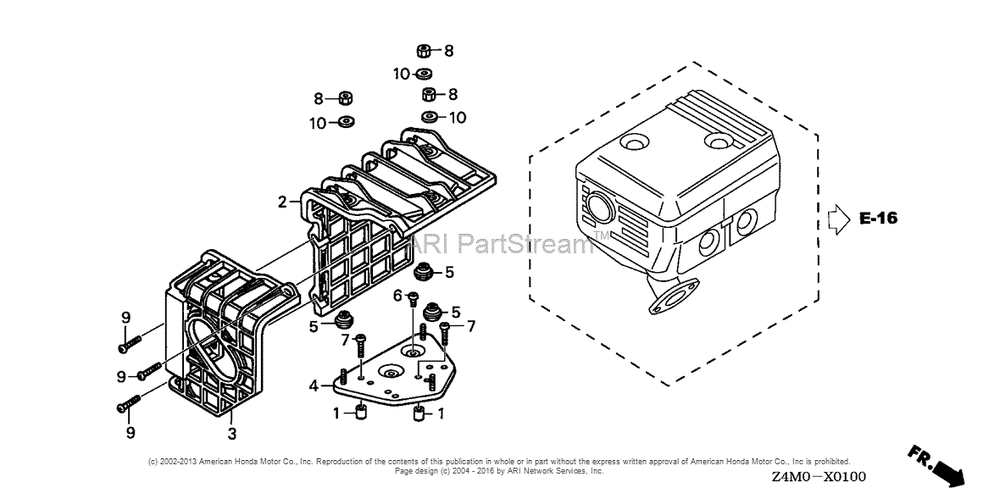 Muffler Cover Diagram and Parts List for GX160RT1 (typeRHG4)(GCAFT-1000001) Honda Engine