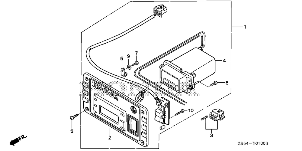 Remote Control Panel Diagram and Parts List for EVM40 (Type  ACL)(RZBS-1000001 - 1019999) Honda Generator