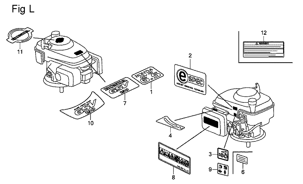 Fig-12 Diagram and Parts List for GSV190A Type BHH Honda Engine