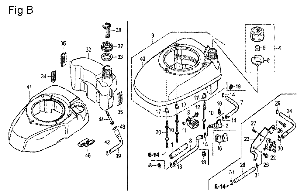 Fig-2 Diagram and Parts List for GCV190A Type BHH Honda Engine