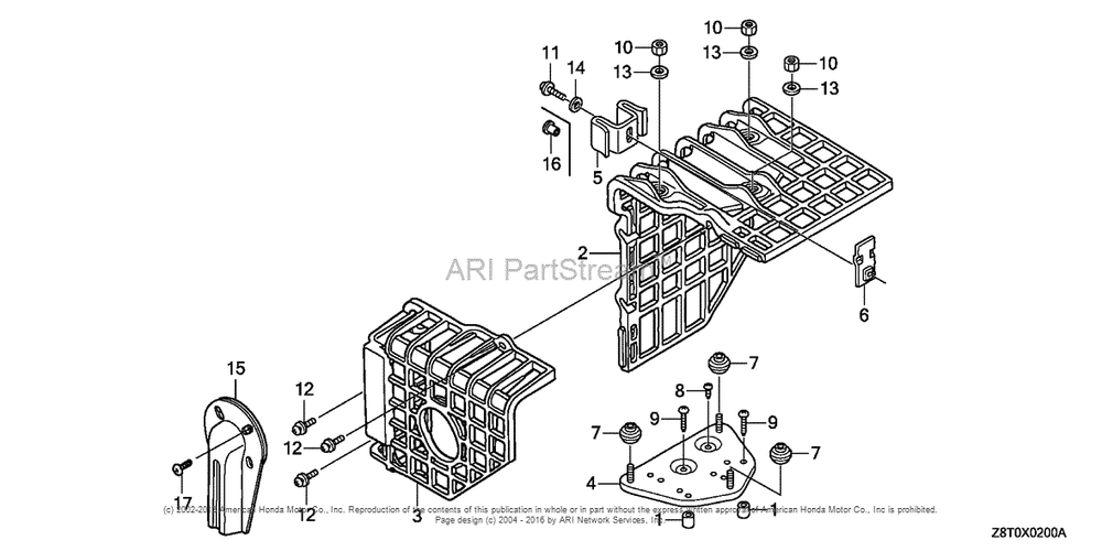 Muffler Cover Diagram and Parts List for GX340UT2 (typeLXQ4)(GCBET-1000001) Honda Engine