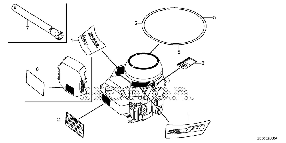 Label - Emblem - Tool Diagram and Parts List for GXV800IRH (Type QYX4)(GJALH-1000001-9999999) Honda Engine