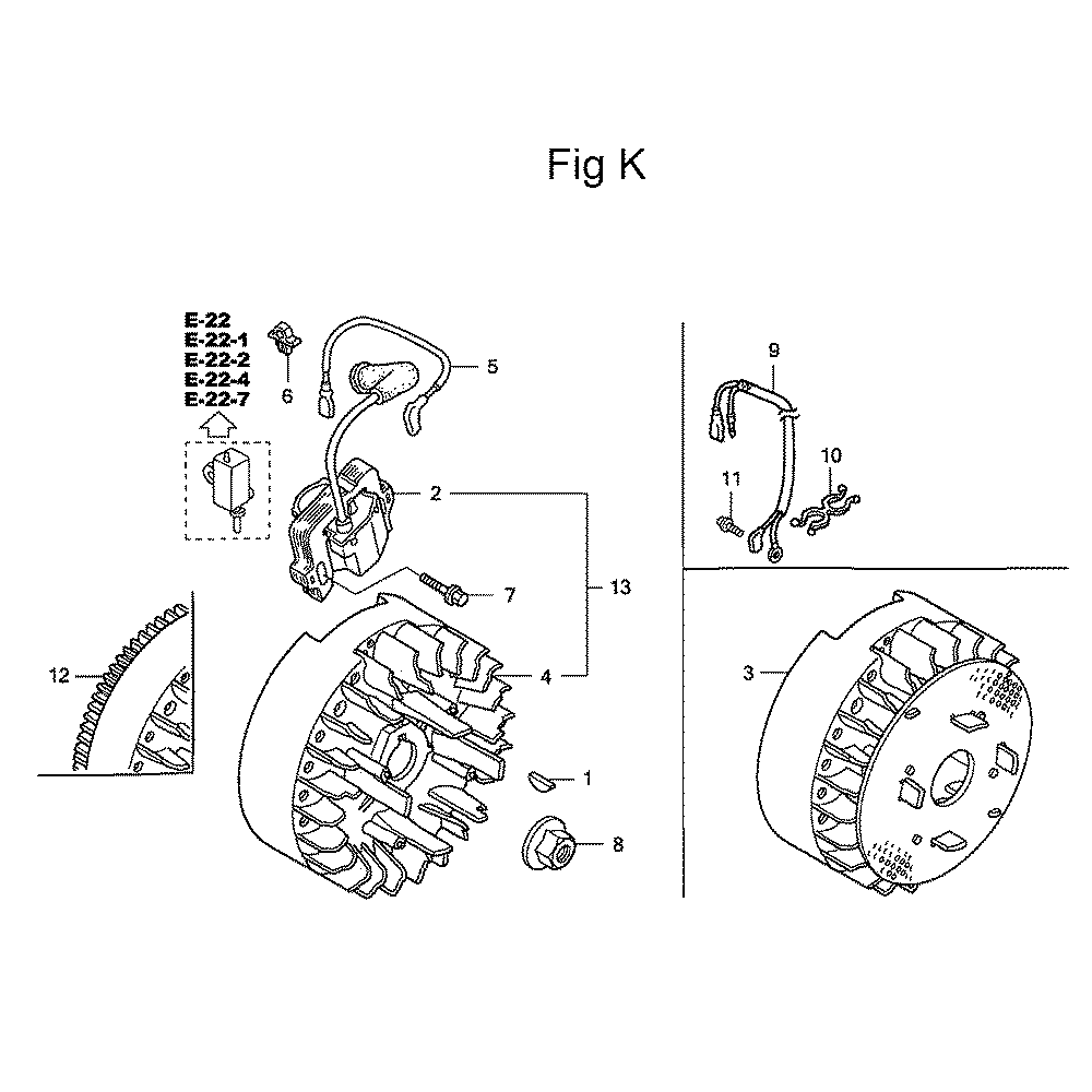 Fig-11 Diagram and Parts List for GC135 Type PHA Honda Engine