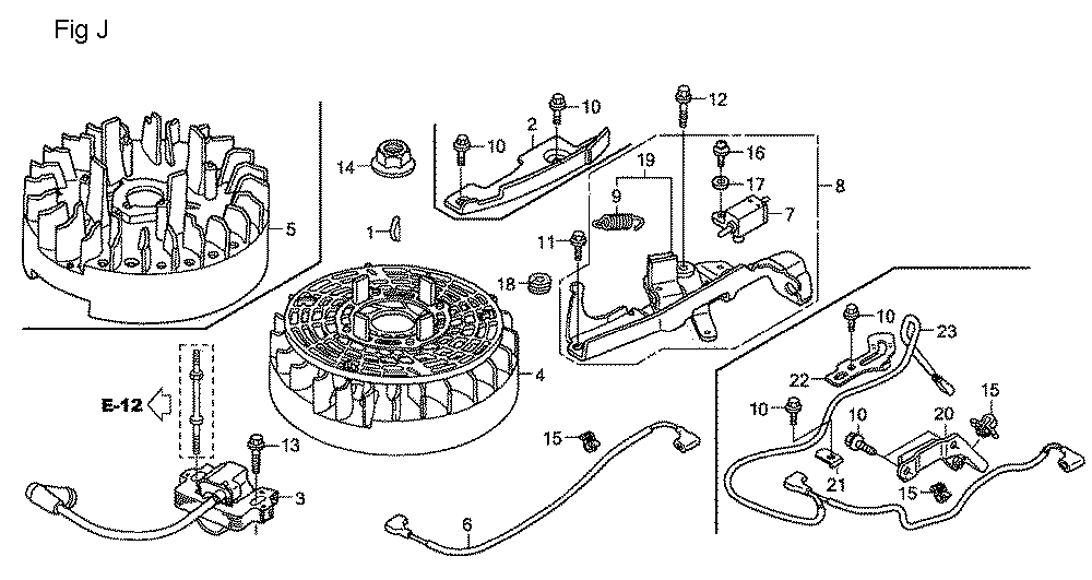 Fig-10 Diagram and Parts List for GSV190A Type A1AF Honda Engine
