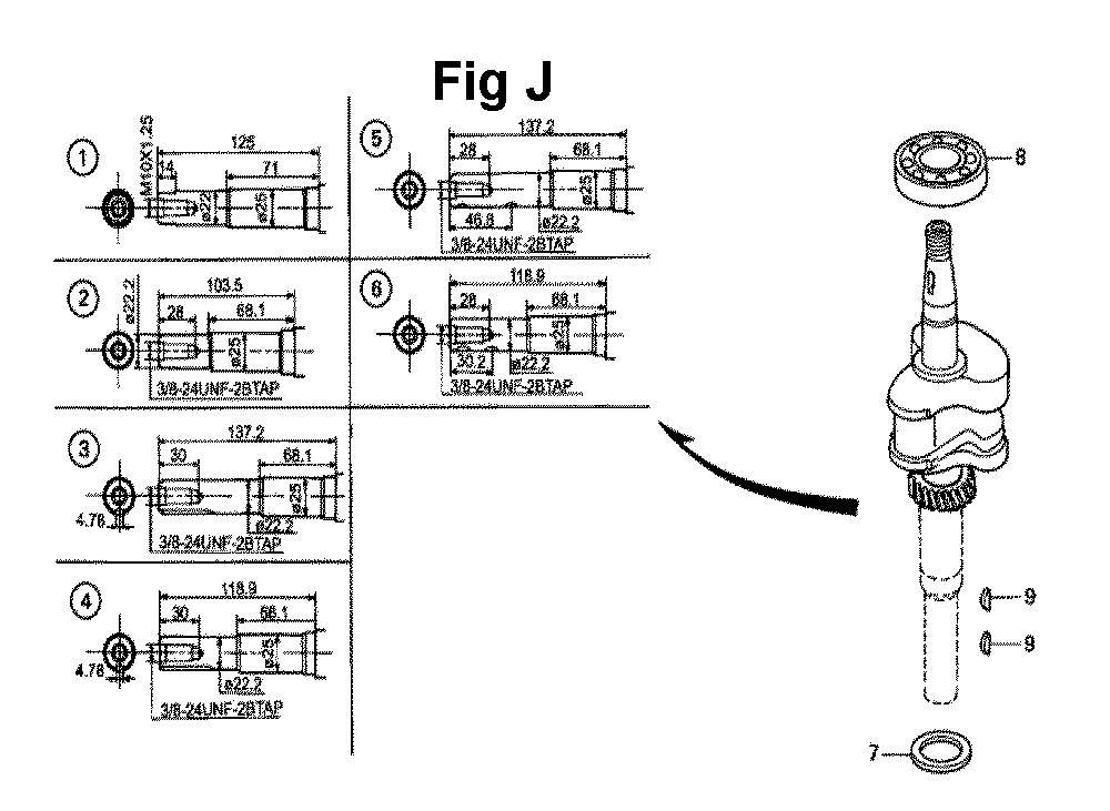 Fig-9 Diagram and Parts List for GXV140 Type A1Y Honda Engine