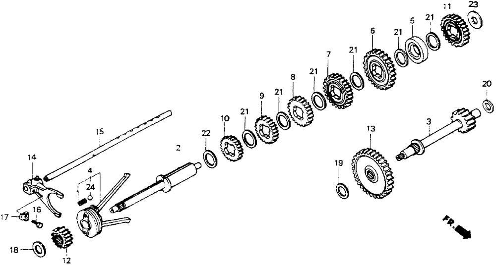 Change Shaft Diagram and Parts List for HT-R3811 (Type  SA)(MABT-5000001 - 9999999) Honda Lawn Mower