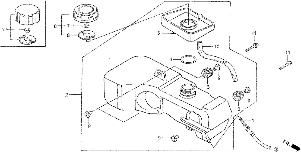 Fuel Tank Diagram and Parts List for H3011 (Type  SA)(MZAJ-5000001 - 6000000) Honda Lawn Mower