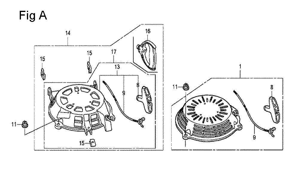 Fig-1 Diagram and Parts List for GCV160A Type A1AS Honda Engine