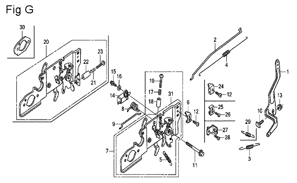 Fig-7 Diagram and Parts List for GCV160A Type A1A Honda Engine