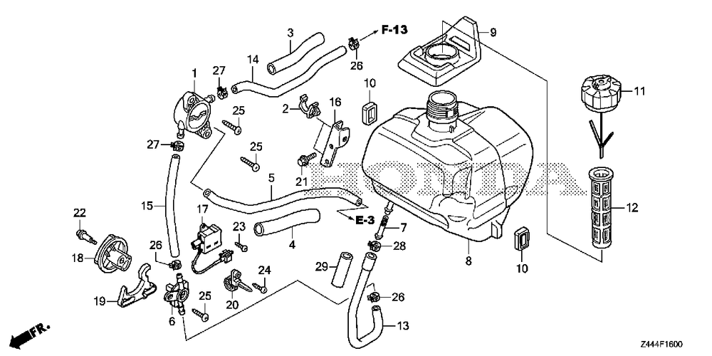 Fuel Tank Diagram and Parts List for EU2200IT (Type  A3)(EAMT-1000001 - 9999999) Honda Generator