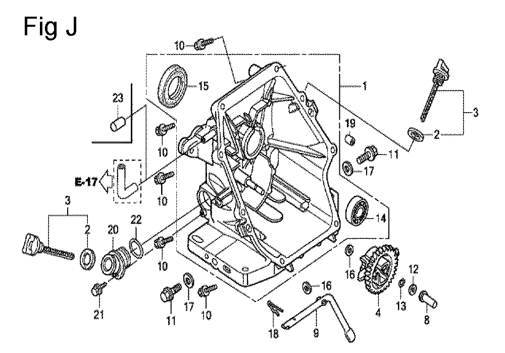 Fig-10 Diagram and Parts List for GC135 Type QHE1 Honda Engine
