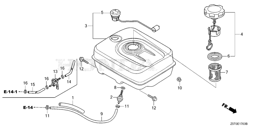Fuel Tank (3) Diagram and Parts List for GX390UT2 (Type  SCM2/A)(GCBCT-3000001 - 9999999) Honda Engine