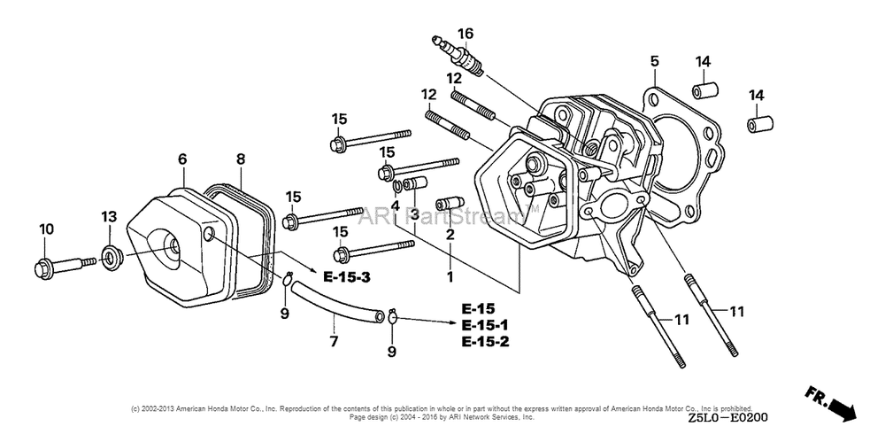 Cylinder Head Diagram and Parts List for GX340U2 (typeSMX2)(GCBKK-1000001) Honda Engine