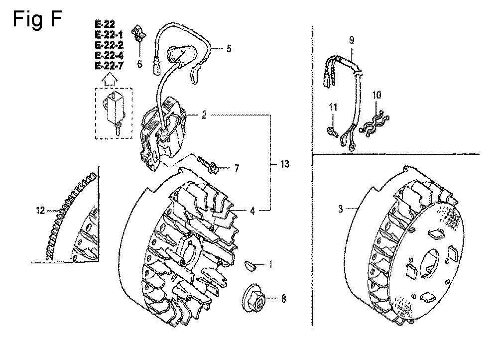 Fig-6 Diagram and Parts List for GC160 Type PHC Honda Engine
