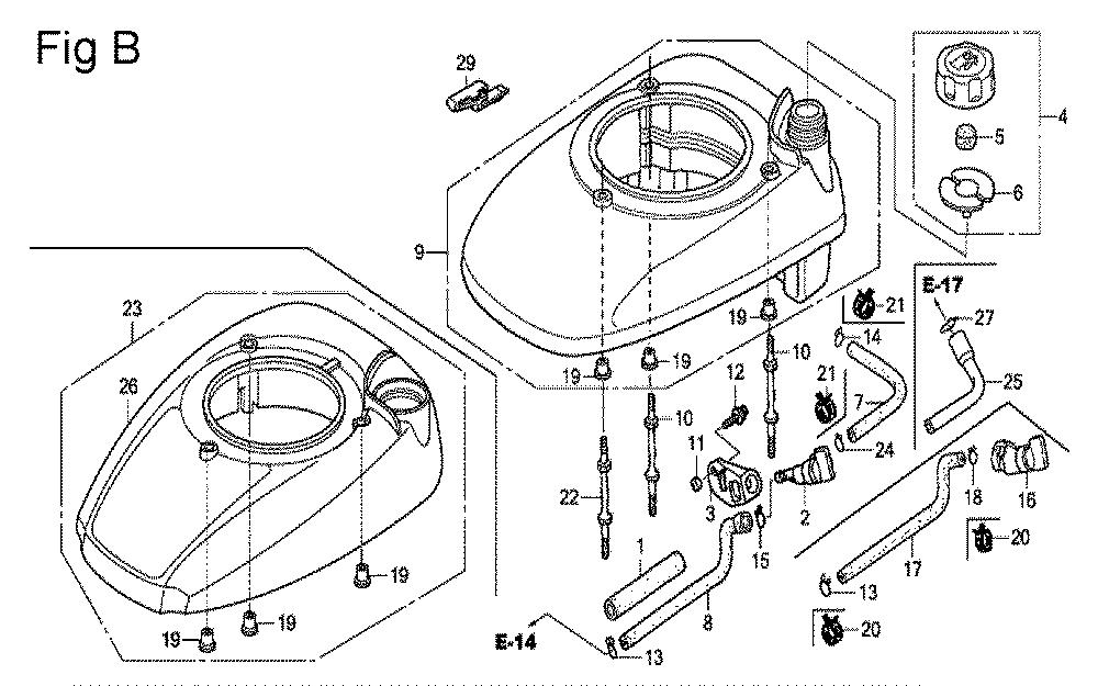 Fig-2 Diagram and Parts List for GSV190A Type A3TE Honda Engine