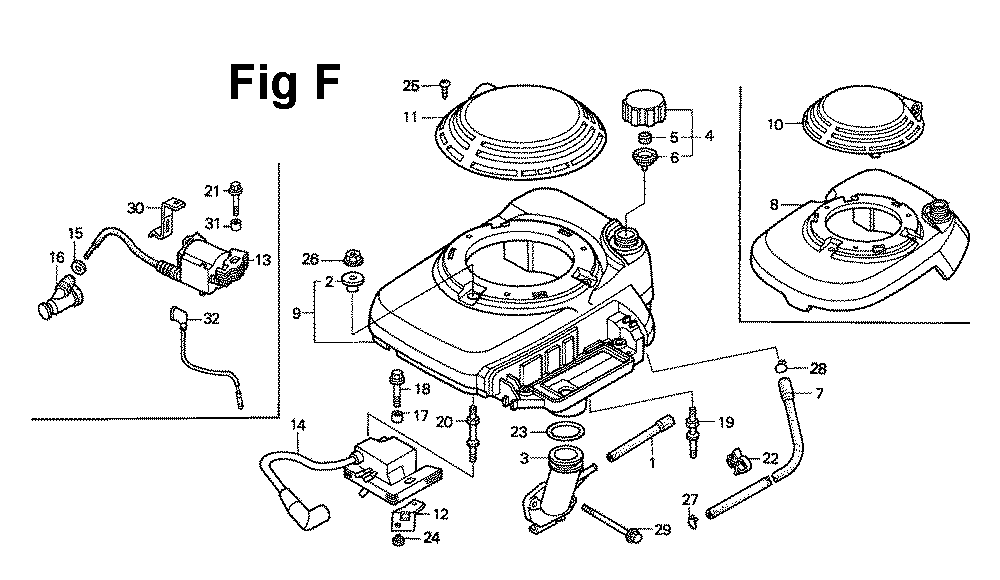 Fig-5 Diagram and Parts List for GXV140 Type A1 Honda Engine