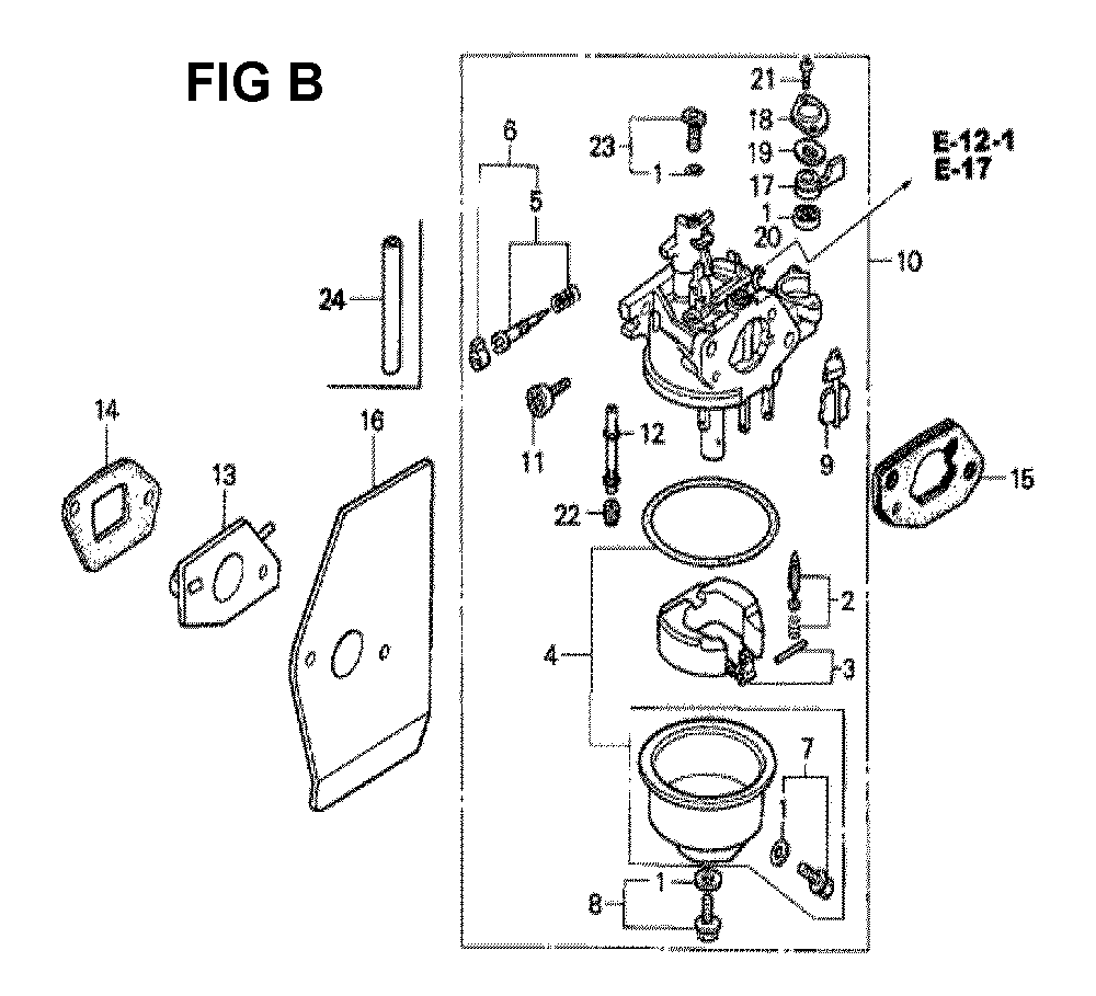 Fig-7 Diagram and Parts List for GXV160 Type N5 Honda Engine