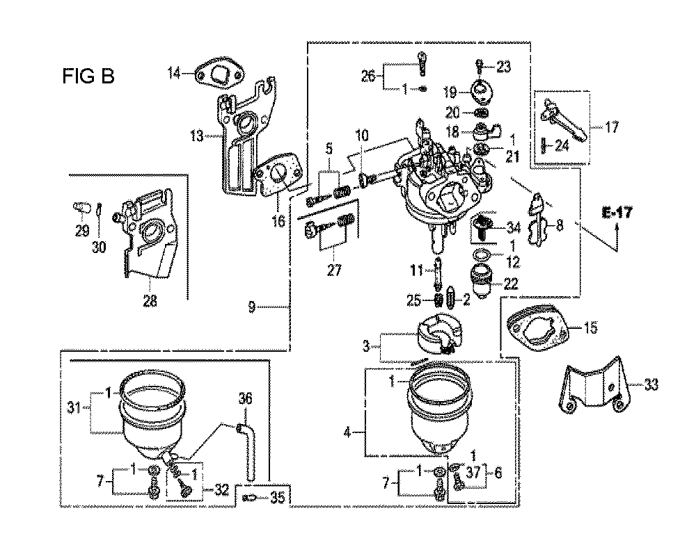 Fig-2 Diagram and Parts List for GX120T1 Type QXS2 Honda Engine