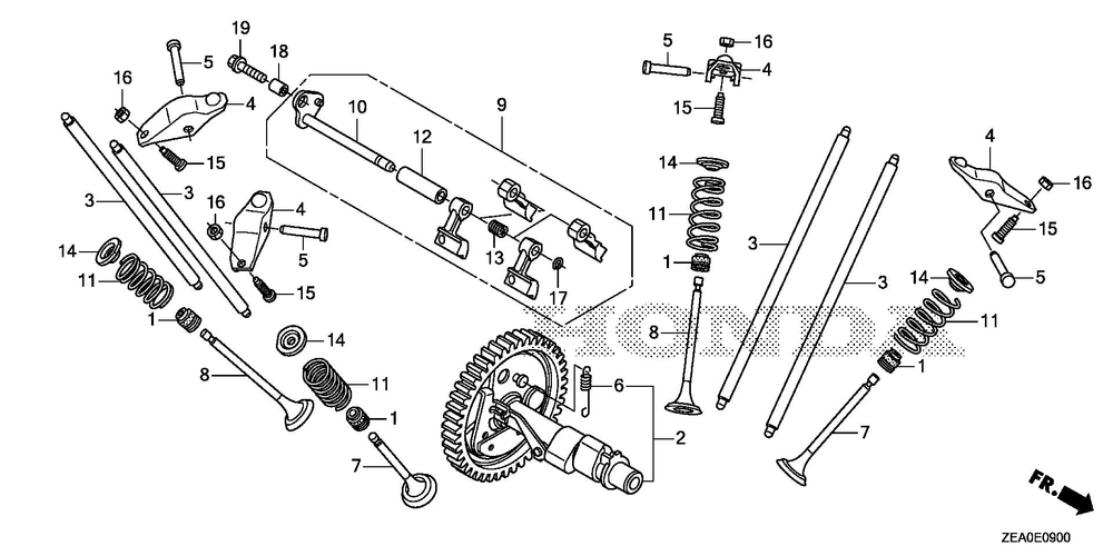 Camshaft Diagram and Parts List for GX700IRHX (Type BXF)(GCAUH-1000001-9999999) Honda Engine