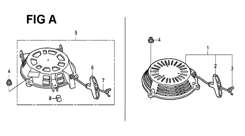 Fig-1 Diagram and Parts List for GCV190LA Type G5AP Honda Engine