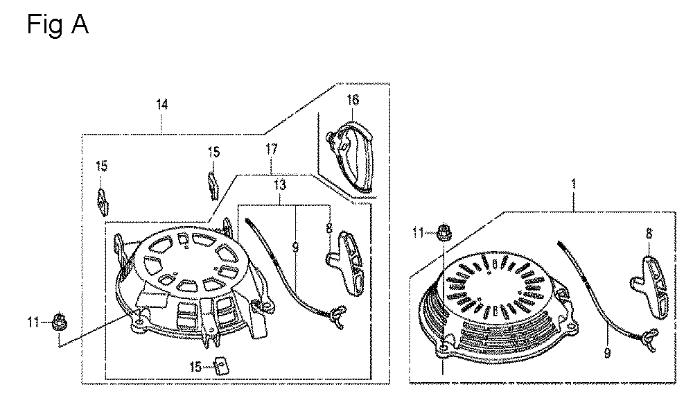 Fig-1 Diagram and Parts List for GCV160LA0 Type A1A Honda Engine