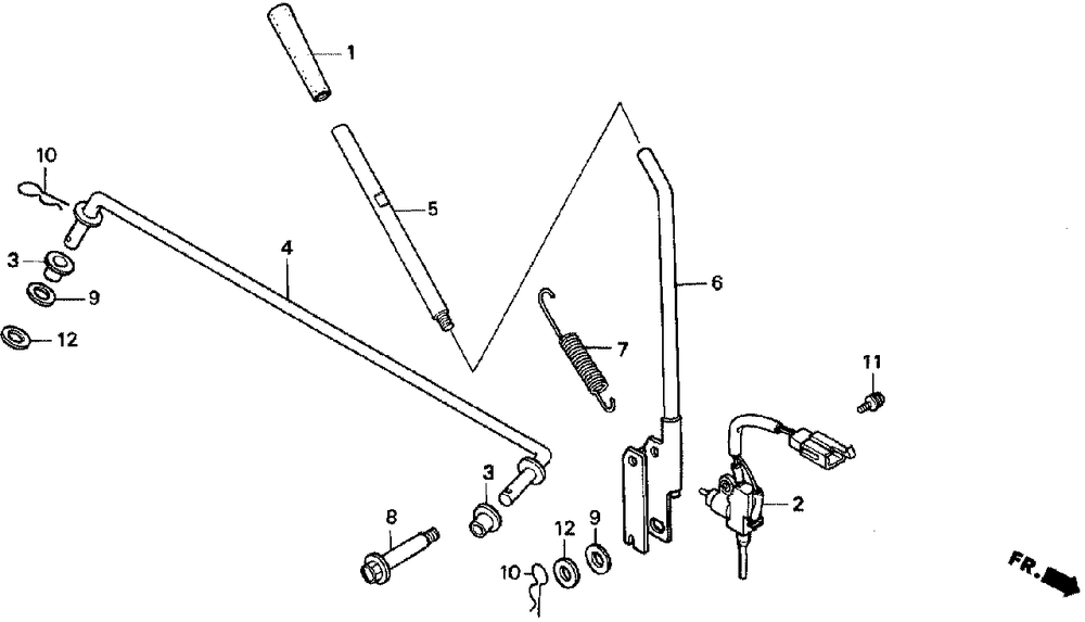 P.T.O. Clutch Lever Diagram and Parts List for H3011 (Type  SA)(MZAJ-5000001 - 6000000) Honda Lawn Mower