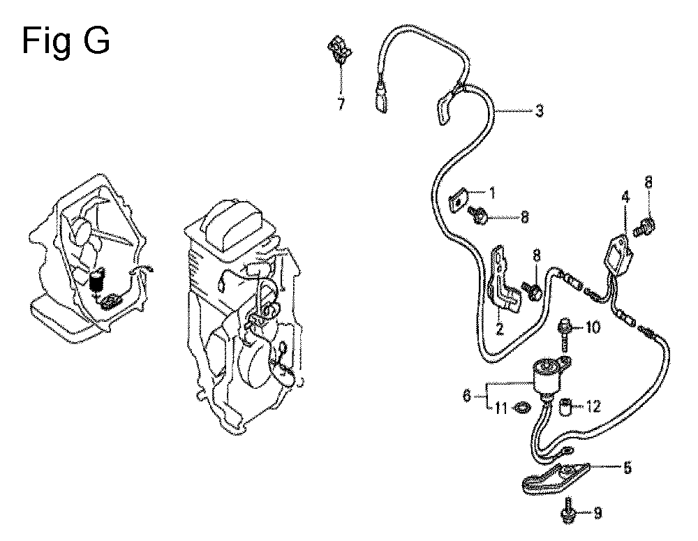 Fig-7 Diagram and Parts List for GC190A Type VXU Honda Engine