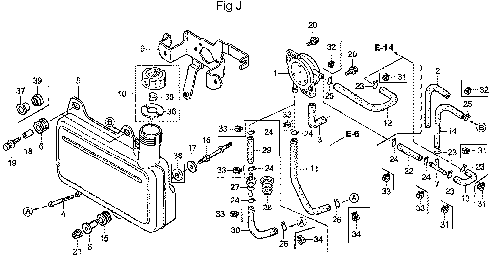 Fig-10 Diagram and Parts List for GC160A Type VHA Honda Engine