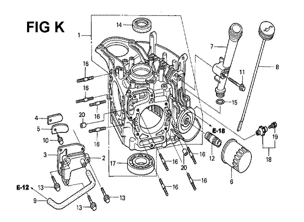 Fig-14 Diagram and Parts List for GXV530 Type SXE3A Honda Engine
