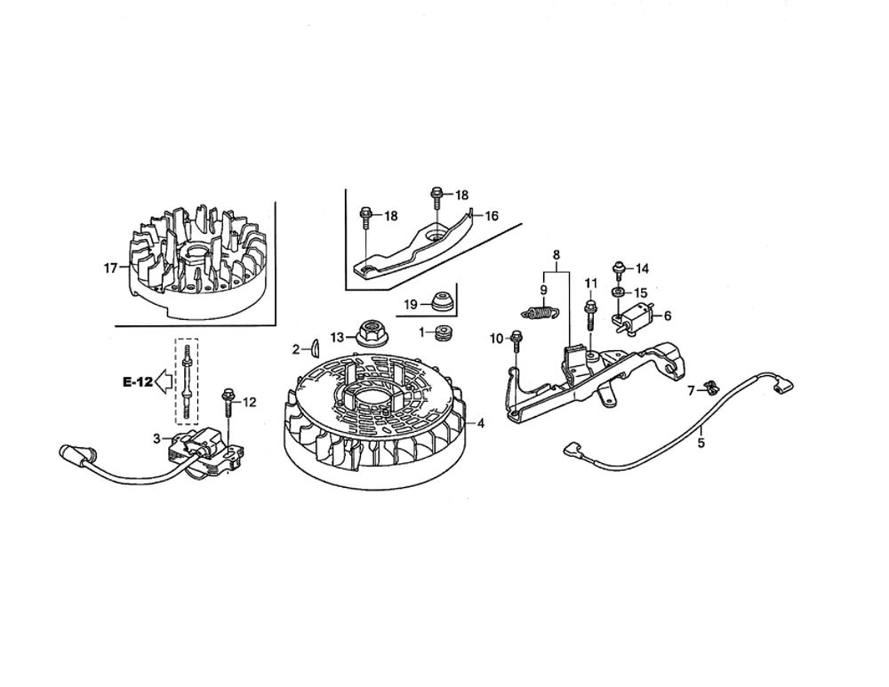 Flywheel Diagram and Parts List for GCV190-LABHH  Honda Engine