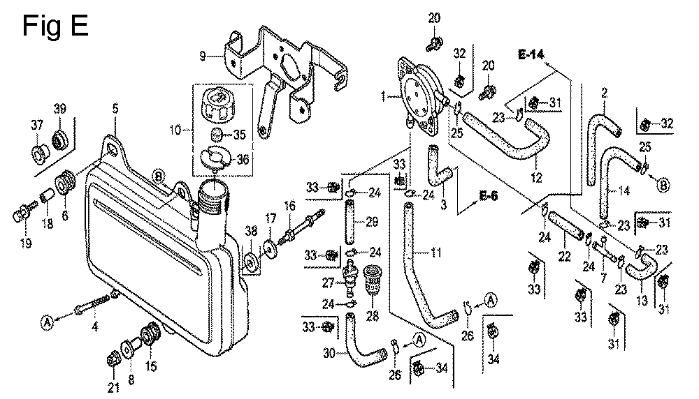 Fig-5 Diagram and Parts List for GC160A Type QHPA Honda Engine