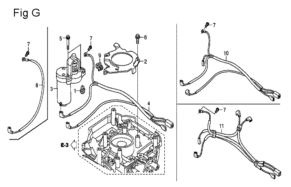 Fig-7 Diagram and Parts List for GCV160A Type E1G7 Honda Engine