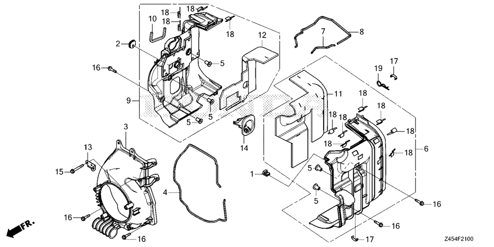 Fan Cover-Shroud Diagram and Parts List for EU3200I (Type  AC)(EBKJ-1000001 - 9999999) Honda Generator