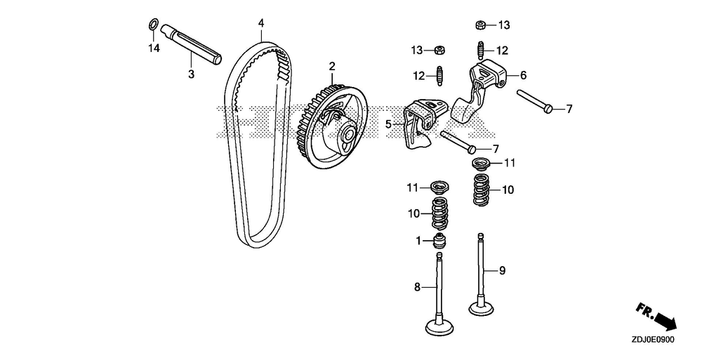 Camshaft Pulley Diagram and Parts List for GXR120UT (Type QXBR)(GCCDT-2000001-9999999) Honda Engine