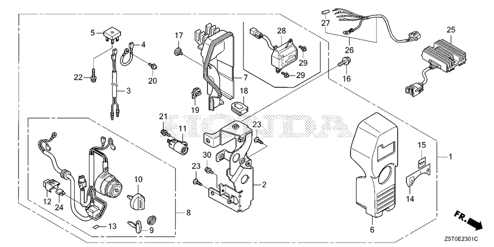 Control Box (2) Diagram and Parts List for GX390UT2 (Type  QZME/A)(GCBCT-3000001 - 9999999) Honda Engine