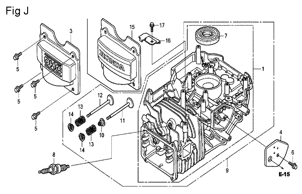 Fig-10 Diagram and Parts List for GCV160A Type S3A Honda Engine