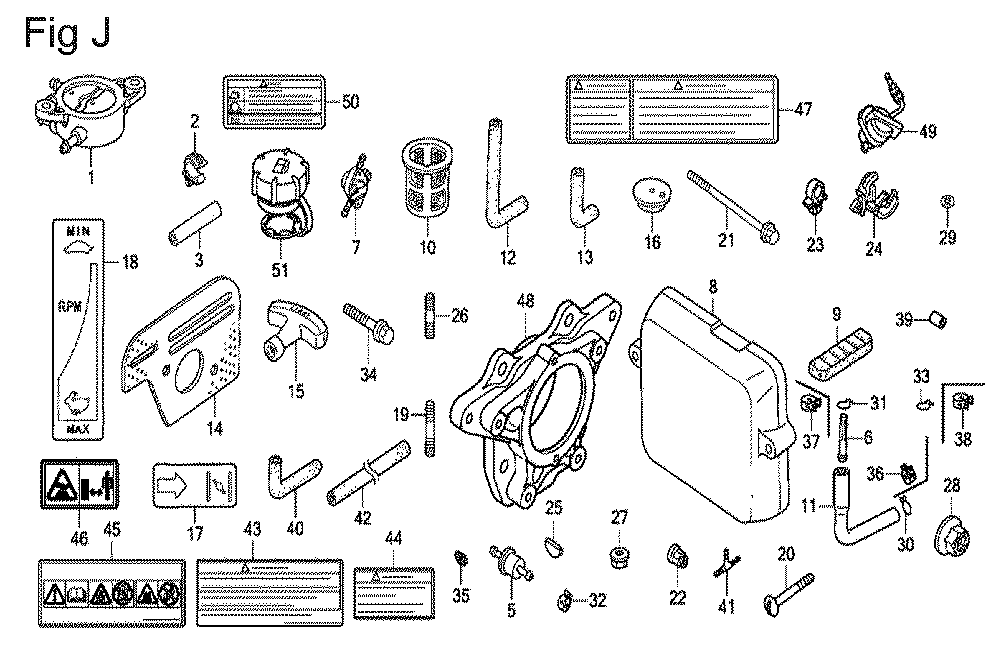 Fig-10 Diagram and Parts List for GX100U Type SE14 Honda Engine